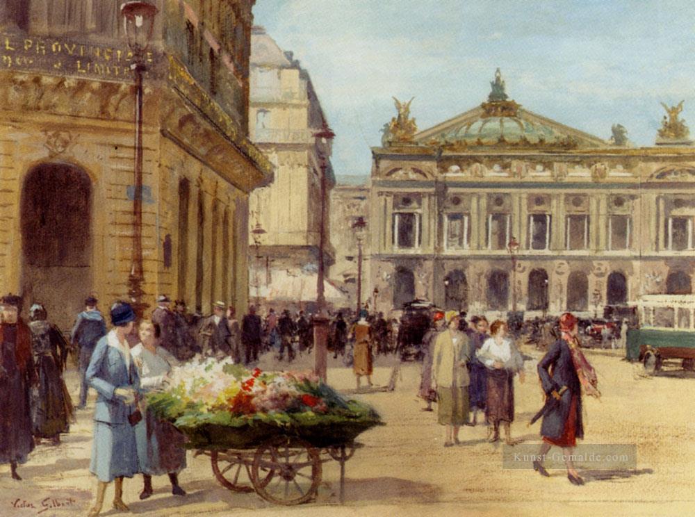 Der Blumen Verkäufer Place De L Opera Paris Genre Victor Gabriel Gilbert Ölgemälde